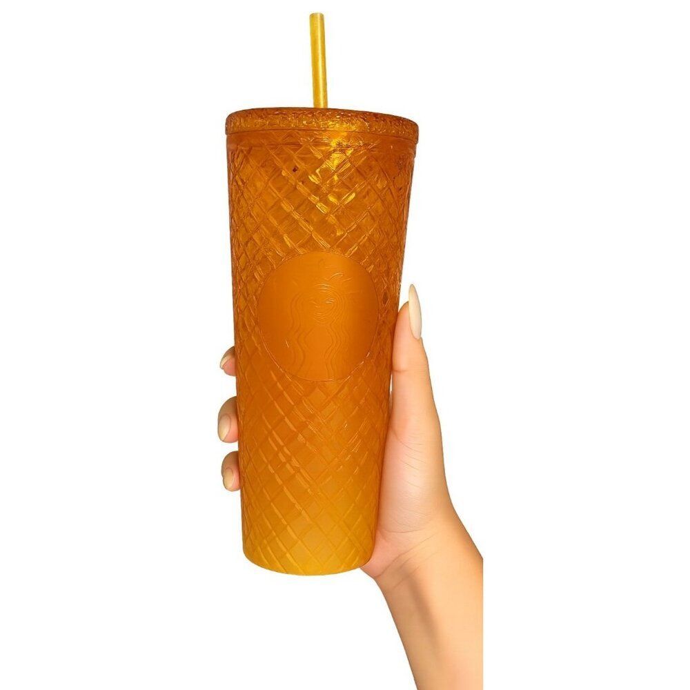 Starbucks Cold Travel Tumbler Cup 2021 24 Oz Venti Ombre Orange Mango Jeweled